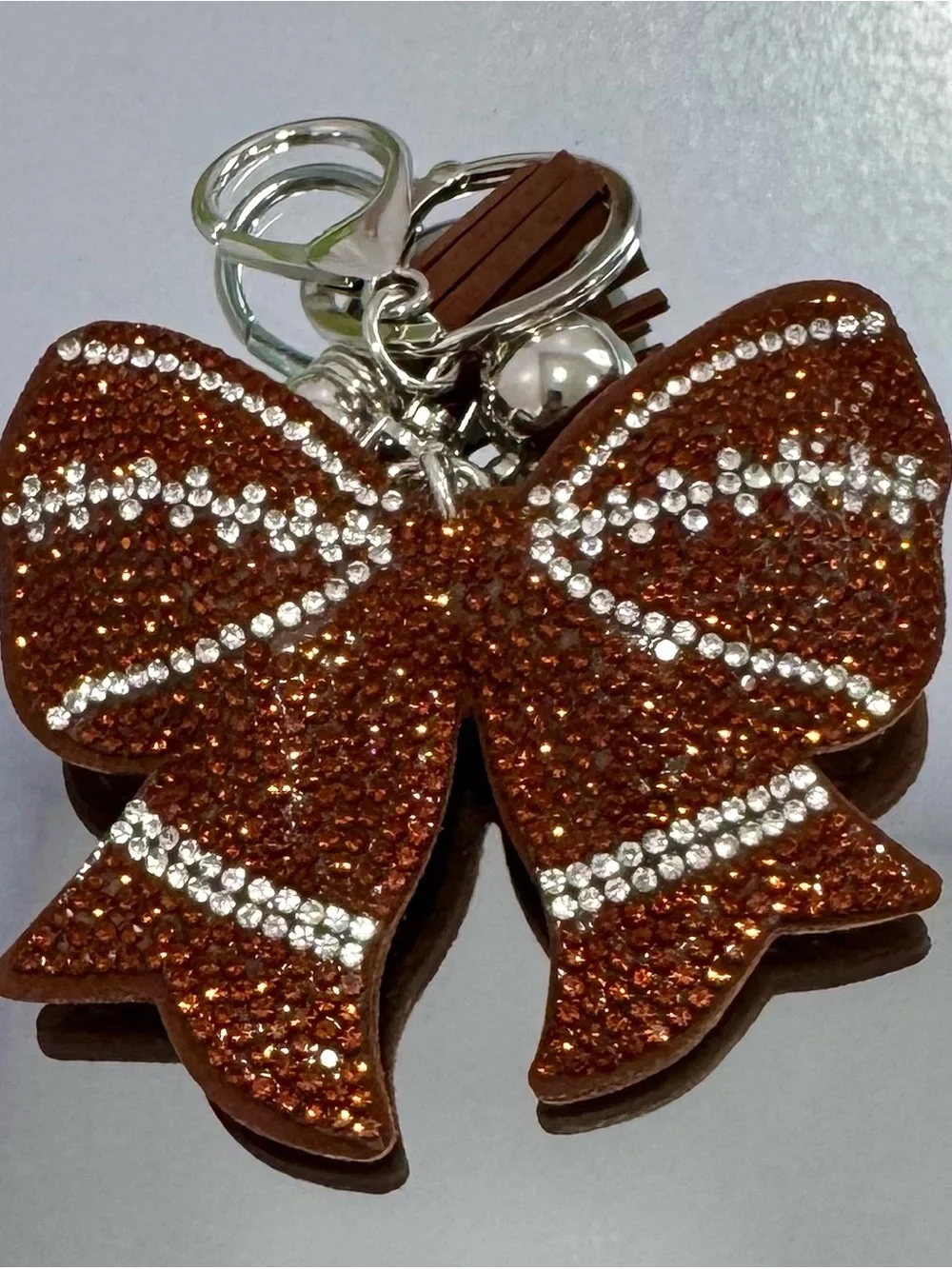 New Crystal Football Bow Keychain